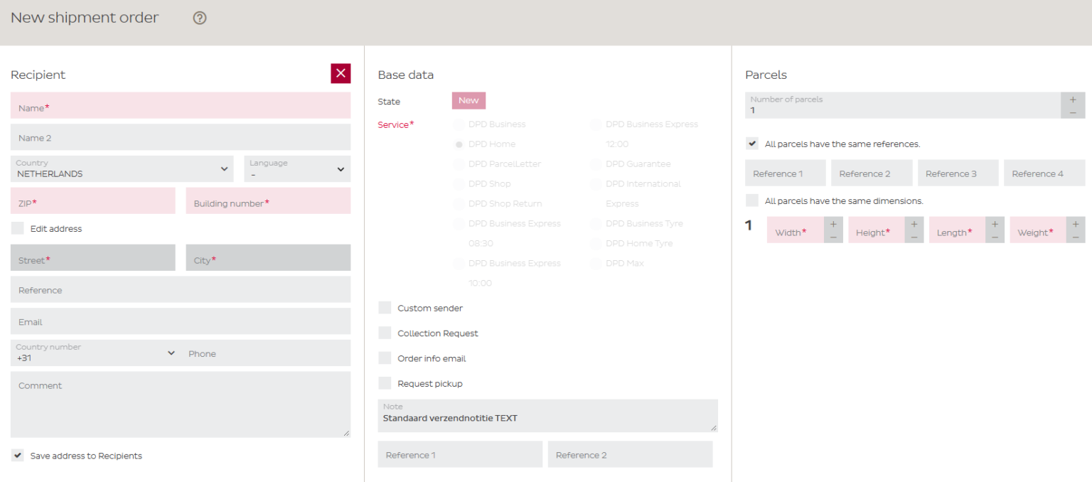 Shipment Creation - DPD NL
